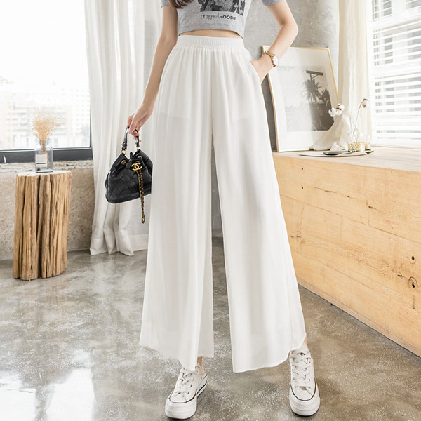 Sieviešu bikses ar elastīgu jostasvietu - plats modelis