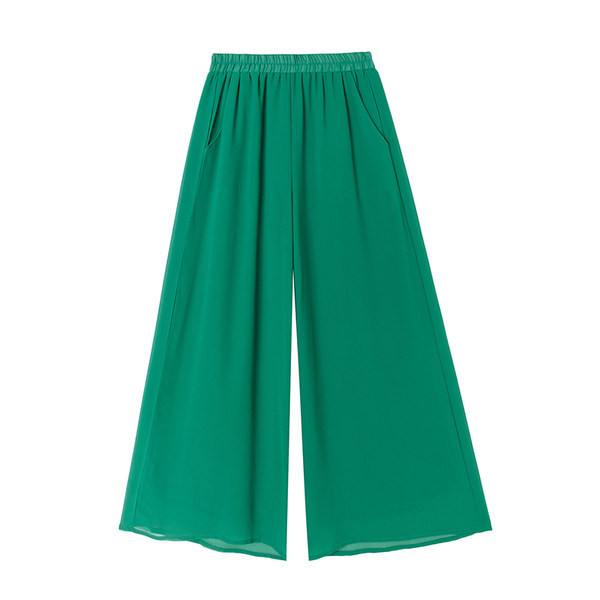 Sieviešu bikses ar elastīgu jostasvietu - plats modelis