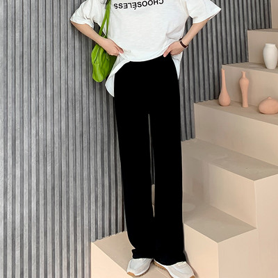 Pantaloni de dama model drept cu talie inalta