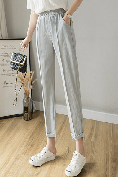 Pavasara-vasaras sieviešu bikses ar kabatām