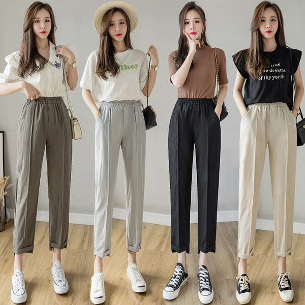 Pavasara-vasaras sieviešu bikses ar kabatām