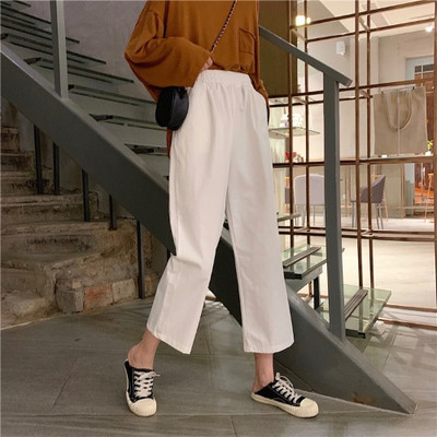 Ikdienas sieviešu bikses 9/4 garuma plats modelis