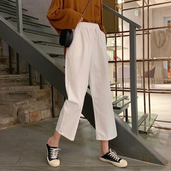 Ikdienas sieviešu bikses 9/4 garuma plats modelis