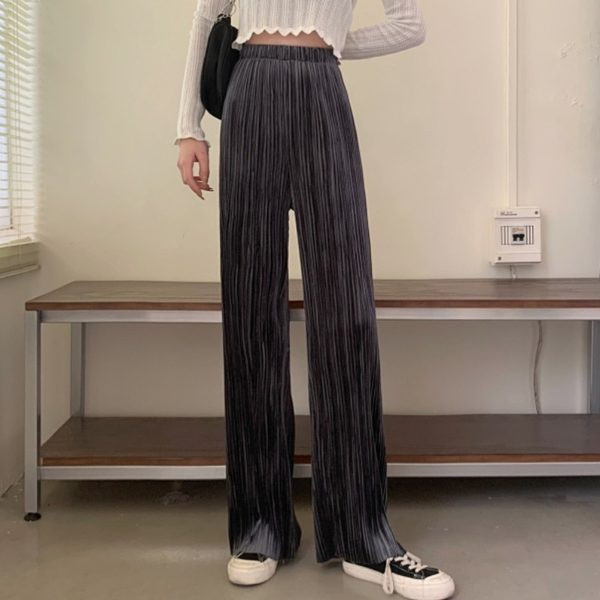 Modes sieviešu kroku garās bikses ar augstu vidukli