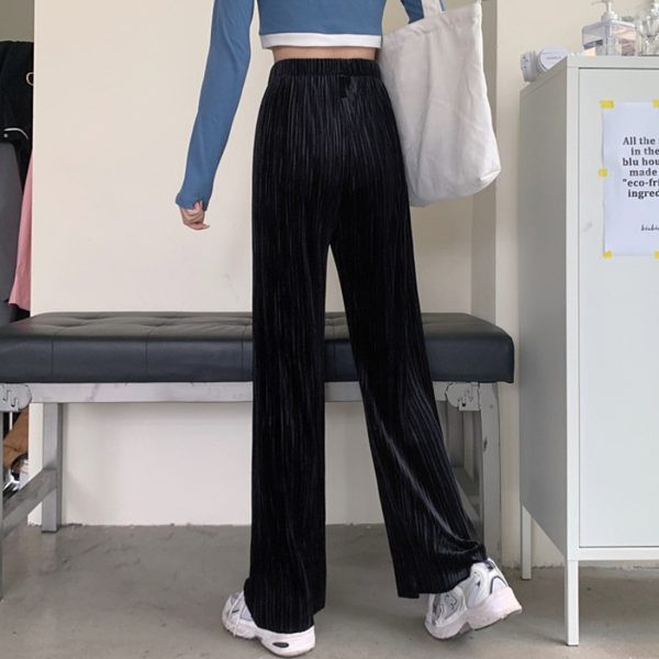 Modes sieviešu kroku garās bikses ar augstu vidukli