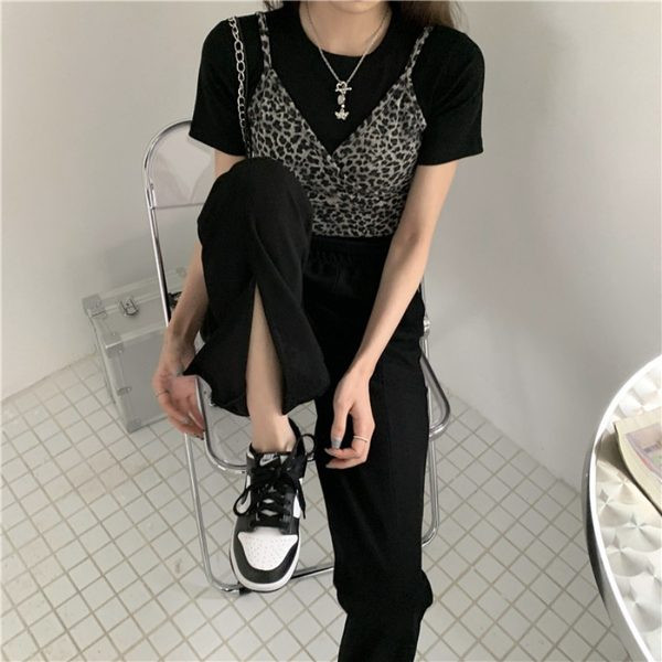 Pantaloni casual de dama model drept cu fanta