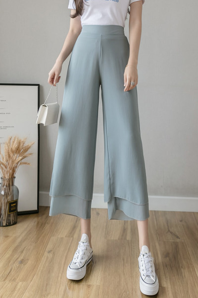 Pantaloni largi de dama moderni cu lungimea de 9/10