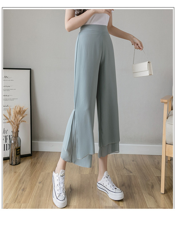 Pantaloni largi de dama moderni cu lungimea de 9/10