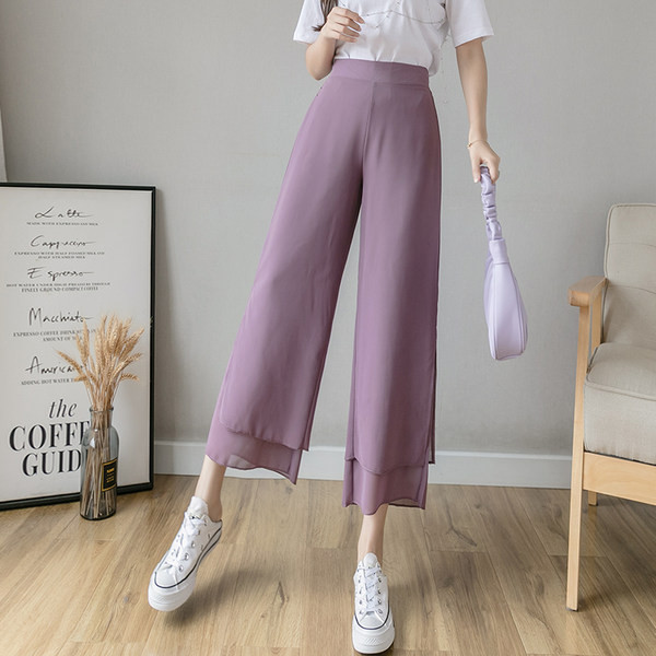 Pantaloni largi de dama moderni cu lungimea de 9/10