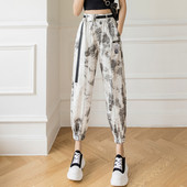 Sieviešu platas bikses ar jostu un kabatām