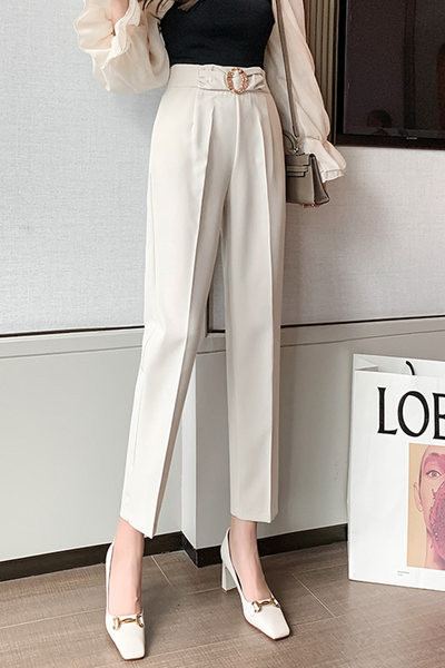 Sieviešu bikses ar jostu - taisns modelis