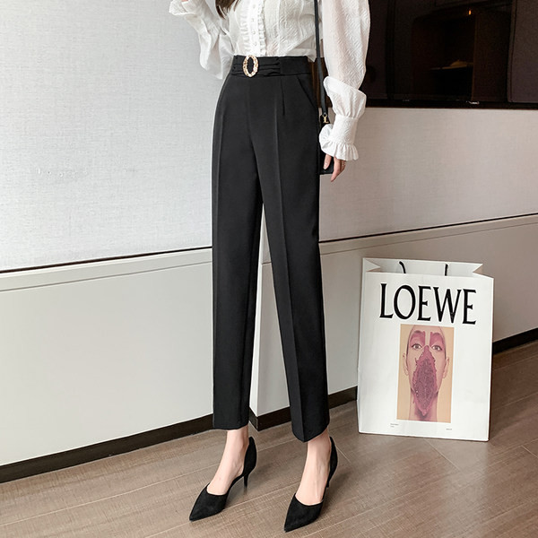 Sieviešu bikses ar jostu - taisns modelis