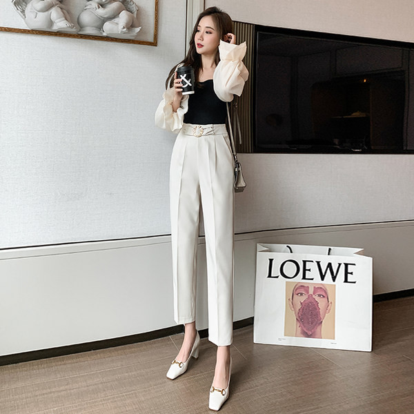 Sieviešu bikses ar jostu - taisns modelis