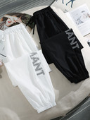 Sieviešu garās bikses ar saitēm un uzrakstu