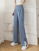 Modernas sieviešu bikses ar šķēlumiem - taisns modelis