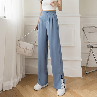 Modernas sieviešu bikses ar šķēlumiem - taisns modelis