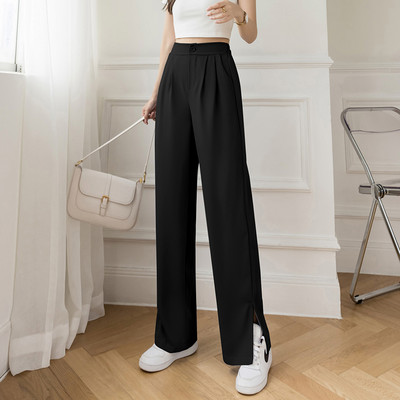 Modernas sieviešu bikses ar šķēlumiem - taisns modelis