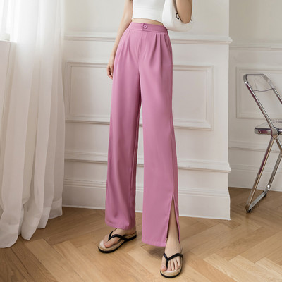 Modernas sieviešu bikses ar šķēlumiem - taisns modelis