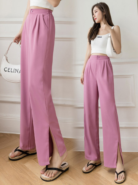 Modernas sieviešu bikses ar šķēlumiem - taisns modelis