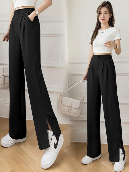 Modernas sieviešu bikses ar šķēlumiem - taisns modelis