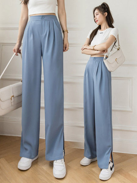 Modernas sieviešu bikses ar šķēlumiem - taisns modelis