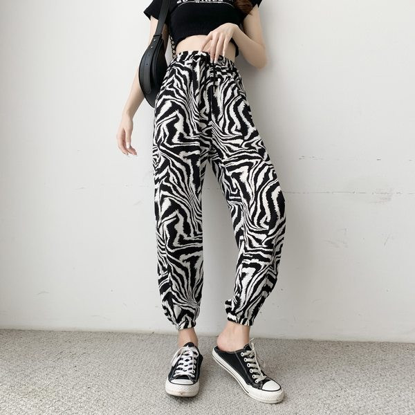 Sieviešu garās bikses ar augstu vidukli un saitēm