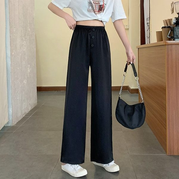 Sieviešu ikdienas bikšu taisns modelis ar pogām