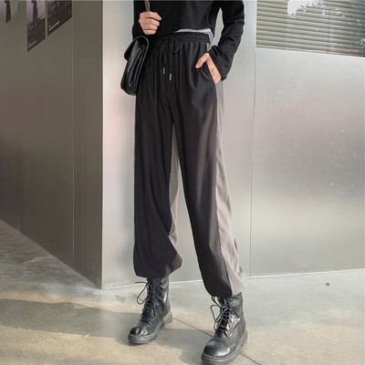 Дълъг дамски прав модел панталон с връзки