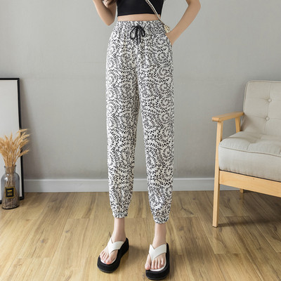 Sieviešu ikdienas bikses ar saitēm un gumiju pie potītēm