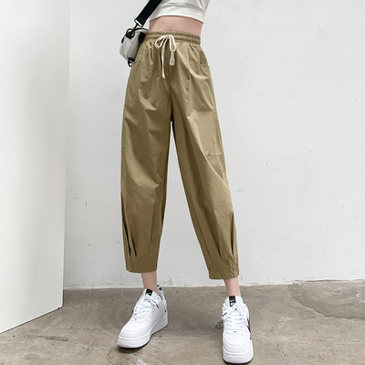 Pantaloni largi de dama cu buzunare si cravate