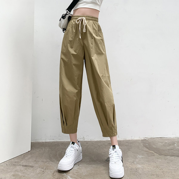 Pantaloni largi de dama cu buzunare si cravate