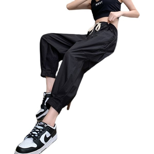 Pantaloni largi de dama cu buzunare si cravate