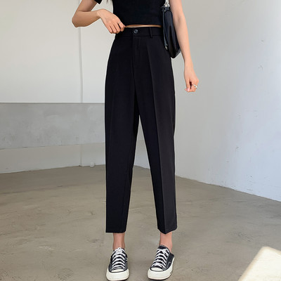 Pantaloni de damă la modă cu un model drept cu talie înaltă