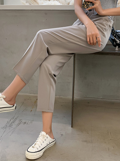 Модерен дамски панталони с висока талия-прав модел