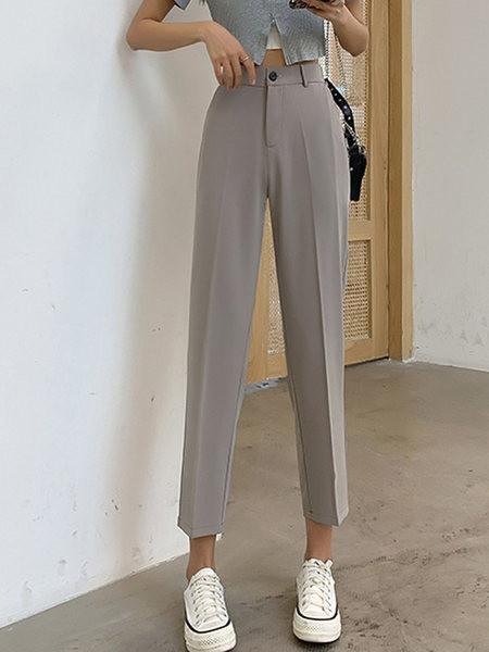 Pantaloni de damă la modă cu un model drept cu talie înaltă