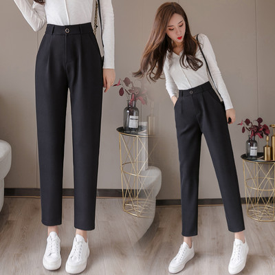 Дамски панталон  с висока талия - прав модел в черен цвят 