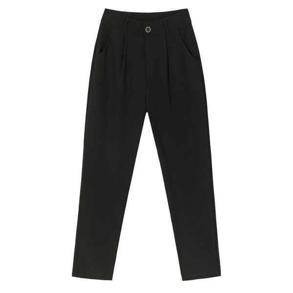 Sieviešu bikses ar augstu vidukli - taisns modelis melnā krāsā