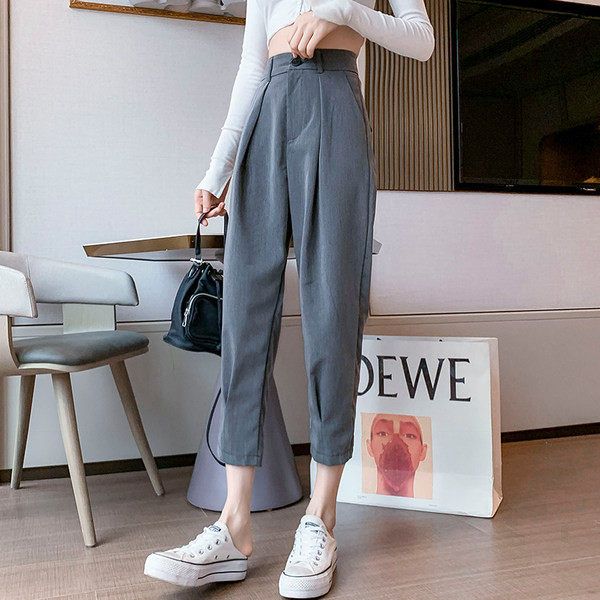 Sieviešu platas bikses ar augstu vidukli zilā un melnā krāsā