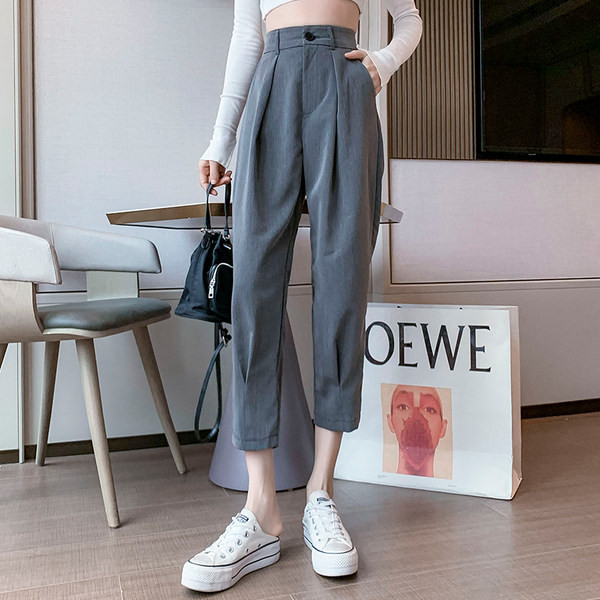 Sieviešu platas bikses ar augstu vidukli zilā un melnā krāsā