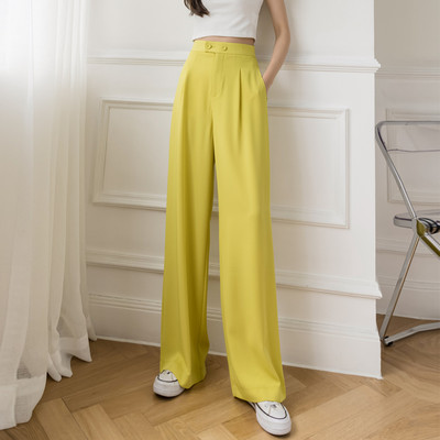 Нов модел дамски прав панталон с джобове и висока талия