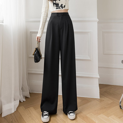 Jauns sieviešu taisno bikšu modelis ar kabatām un augstu vidukli