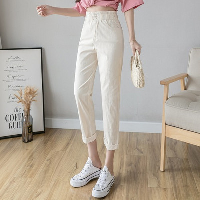 Pantaloni casual dama - talie inalta in mai multe culori