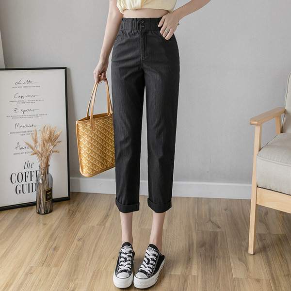 Pantaloni casual dama - talie inalta in mai multe culori