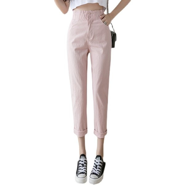 Pantaloni casual dama - talie inalta in mai multe culori