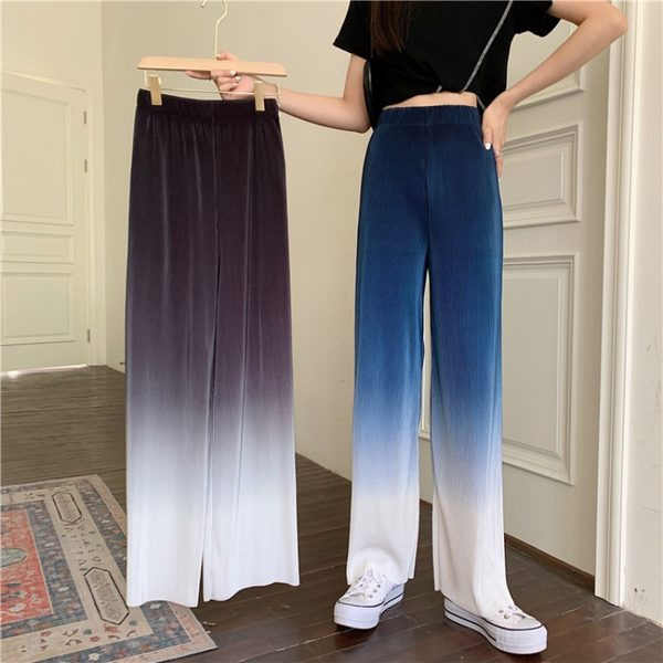 Pantaloni de damă de ultimă generație cu talie înaltă în culori irizate