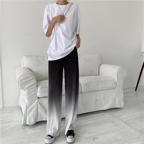 Pantaloni de damă de ultimă generație cu talie înaltă în culori irizate