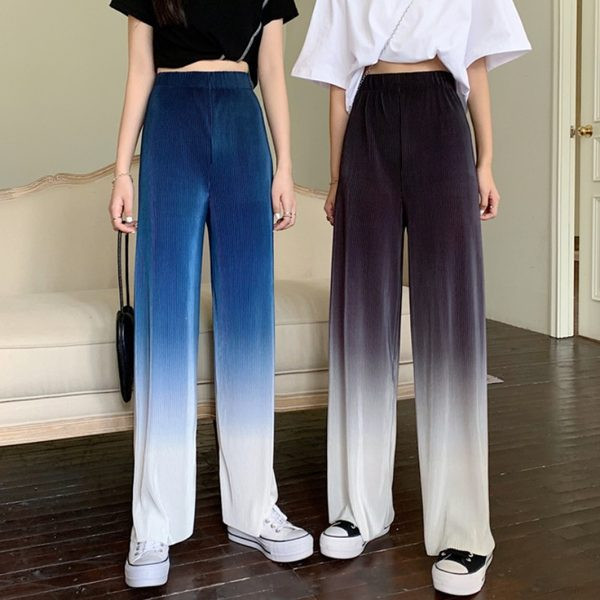 Pantaloni de damă de ultimă generație cu talie înaltă în culori irizate