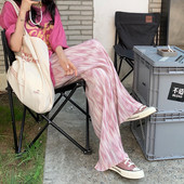 Γυναικείο παντελόνι φαρδύ μοντέλο με υψηλή ελαστική μέση