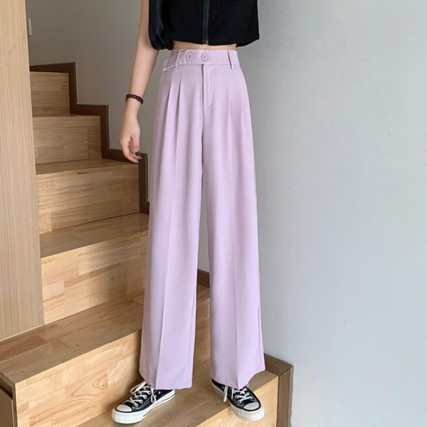 Pantaloni de dama model lat cu nasturi si talie inalta