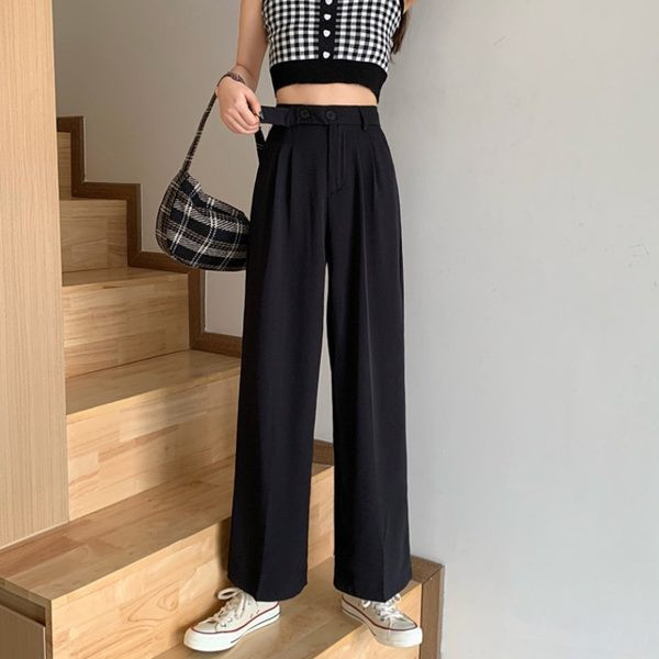 Pantaloni de dama model lat cu nasturi si talie inalta